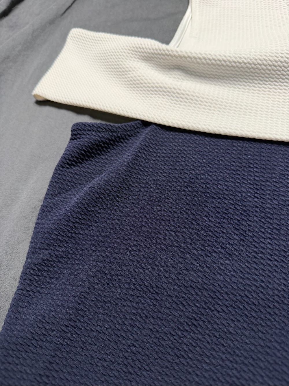 Calvin Klein Navy and White Off-Shoulder Knit Top - Picture 4 of 6